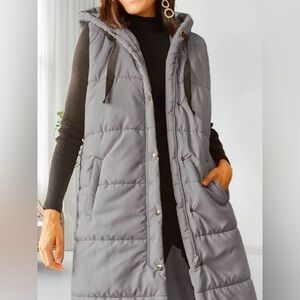Zara Women's Gray Hooded Vest
